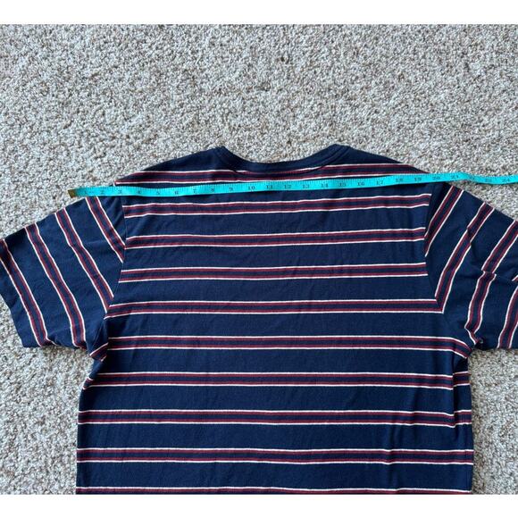 RVCA short sleeve T-SHIRT, size Large; Red & Blue striped cotton - Picture 5 of 6